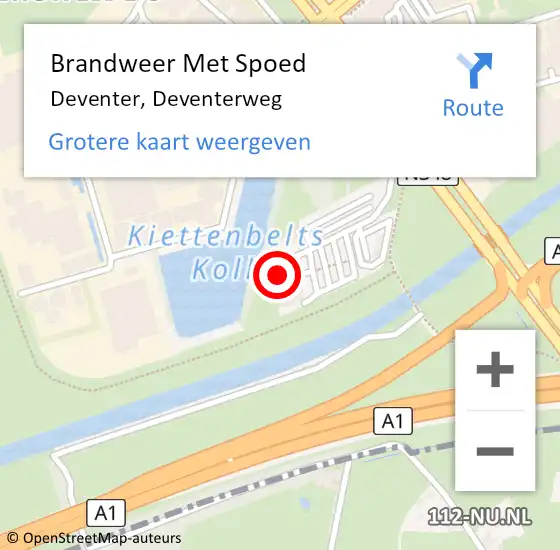 Locatie op kaart van de 112 melding: Brandweer Met Spoed Naar Deventer, Deventerweg op 3 december 2017 23:32