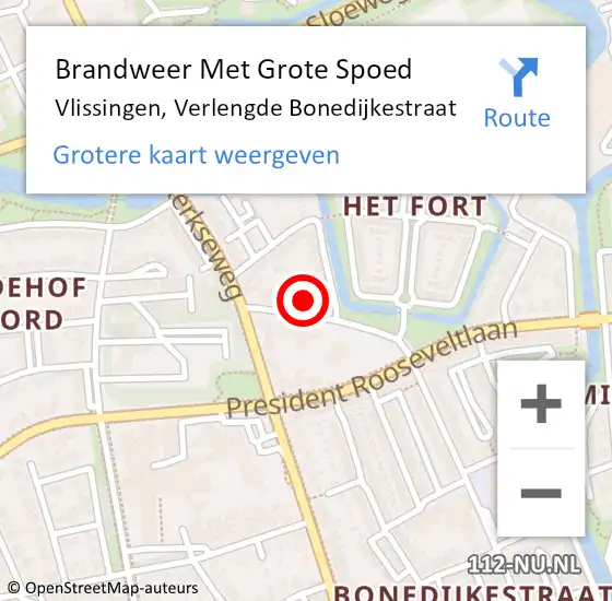 Locatie op kaart van de 112 melding: Brandweer Met Grote Spoed Naar Vlissingen, Verlengde Bonedijkestraat op 3 december 2017 23:49