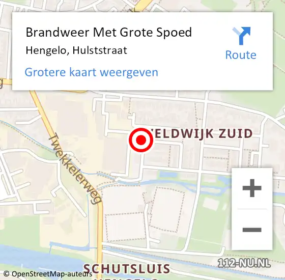 Locatie op kaart van de 112 melding: Brandweer Met Grote Spoed Naar Hengelo, Hulststraat op 4 december 2017 01:01