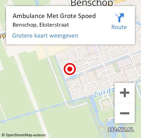 Locatie op kaart van de 112 melding: Ambulance Met Grote Spoed Naar Benschop, Eksterstraat op 4 december 2017 01:40