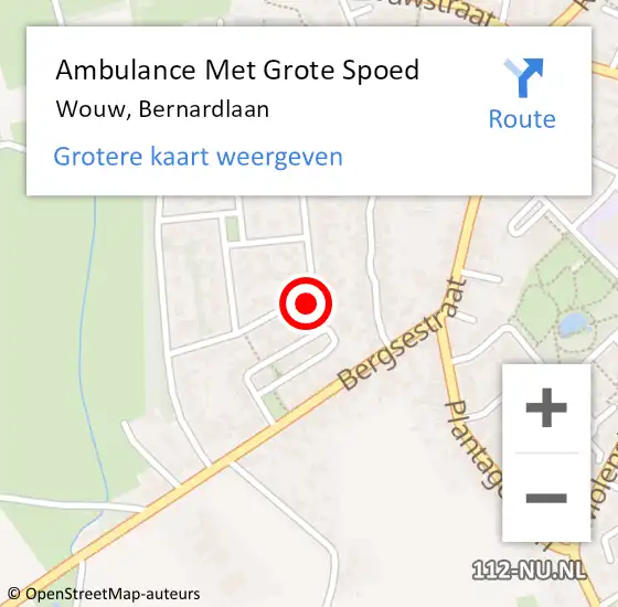 Locatie op kaart van de 112 melding: Ambulance Met Grote Spoed Naar Wouw, Bernardlaan op 4 december 2017 02:25