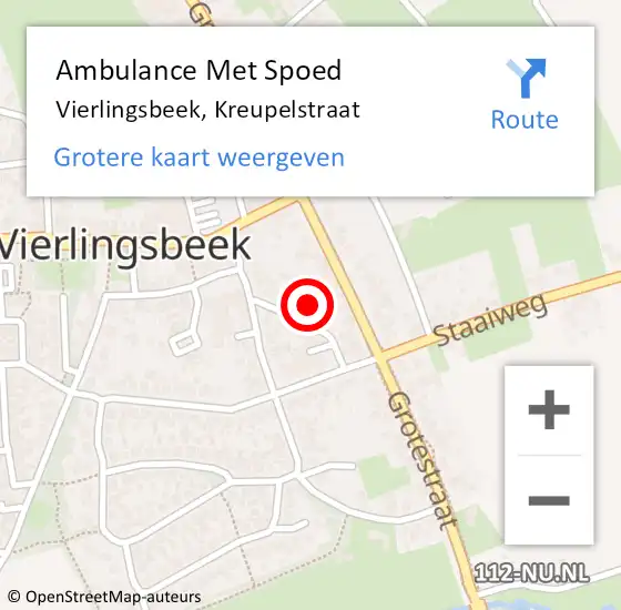 Locatie op kaart van de 112 melding: Ambulance Met Spoed Naar Vierlingsbeek, Kreupelstraat op 4 december 2017 02:30