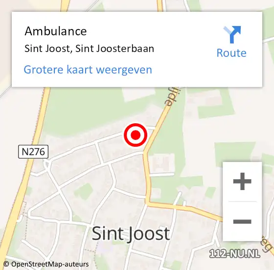 Locatie op kaart van de 112 melding: Ambulance Sint Joost, Sint Joosterbaan op 4 december 2017 02:58