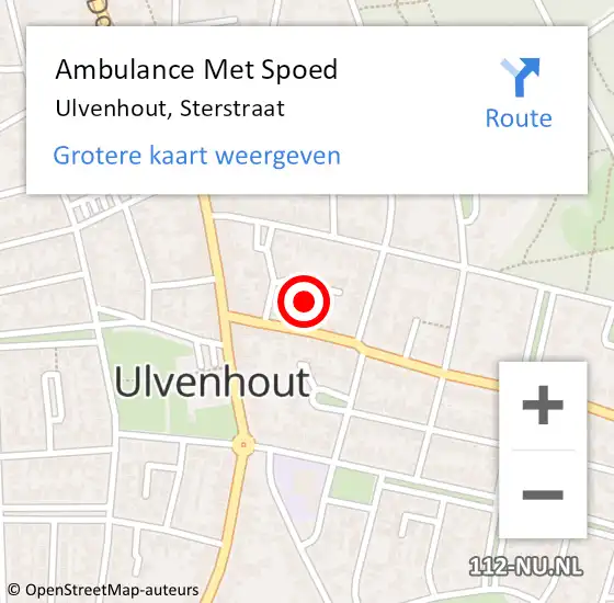 Locatie op kaart van de 112 melding: Ambulance Met Spoed Naar Ulvenhout, Sterstraat op 4 december 2017 03:15