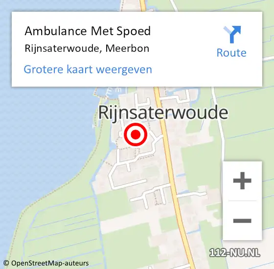 Locatie op kaart van de 112 melding: Ambulance Met Spoed Naar Rijnsaterwoude, Meerbon op 4 december 2017 03:56