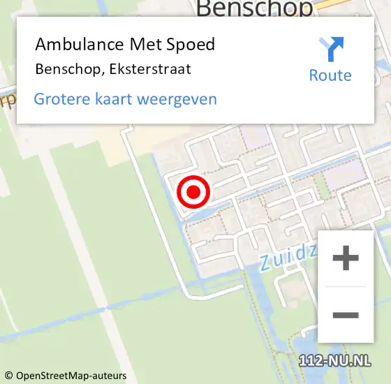 Locatie op kaart van de 112 melding: Ambulance Met Spoed Naar Benschop, Eksterstraat op 4 december 2017 04:06