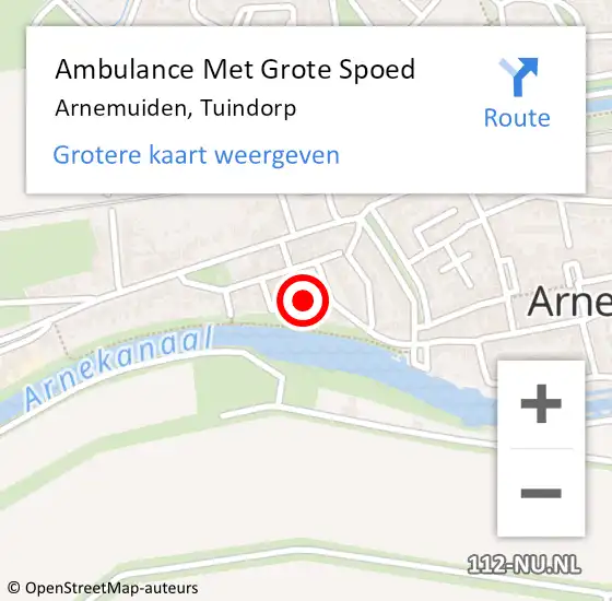 Locatie op kaart van de 112 melding: Ambulance Met Grote Spoed Naar Arnemuiden, Tuindorp op 4 december 2017 04:08