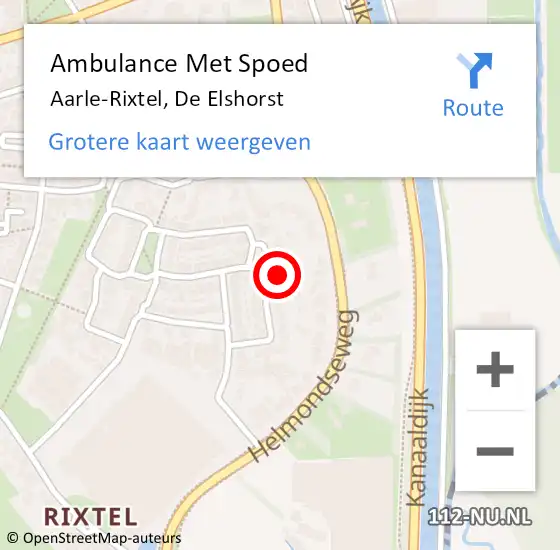 Locatie op kaart van de 112 melding: Ambulance Met Spoed Naar Aarle-Rixtel, De Elshorst op 4 december 2017 05:02