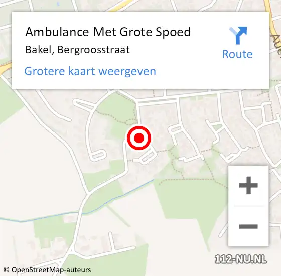 Locatie op kaart van de 112 melding: Ambulance Met Grote Spoed Naar Bakel, Bergroosstraat op 4 december 2017 06:44