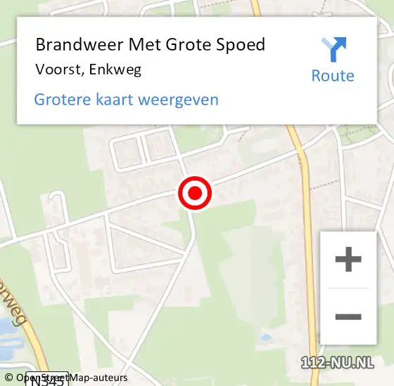 Locatie op kaart van de 112 melding: Brandweer Met Grote Spoed Naar Voorst, Enkweg op 4 december 2017 07:07