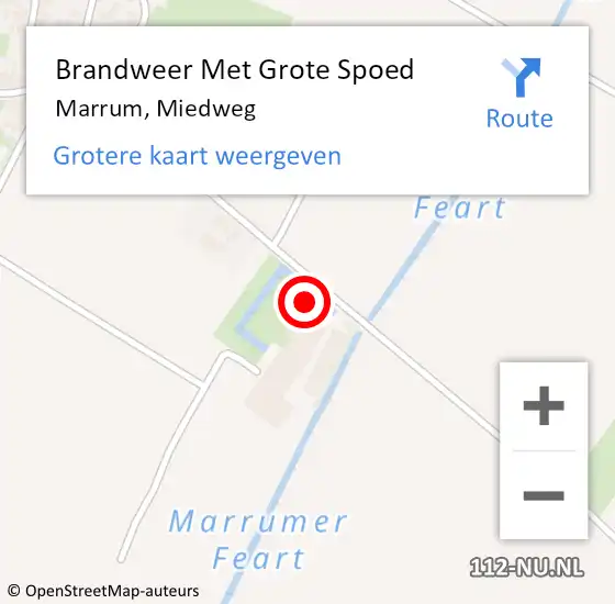 Locatie op kaart van de 112 melding: Brandweer Met Grote Spoed Naar Marrum, Miedweg op 4 december 2017 07:13