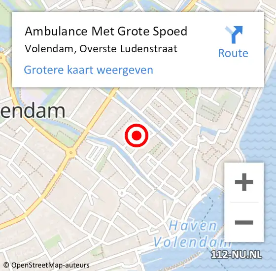 Locatie op kaart van de 112 melding: Ambulance Met Grote Spoed Naar Volendam, Overste Ludenstraat op 4 december 2017 07:37