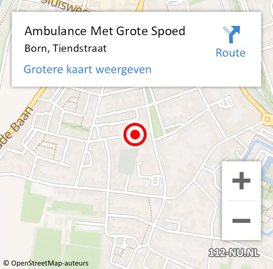 Locatie op kaart van de 112 melding: Ambulance Met Grote Spoed Naar Born, Tiendstraat op 8 februari 2014 16:39