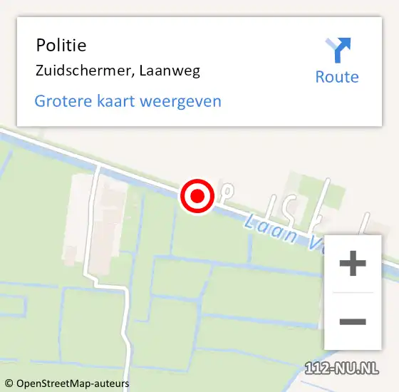 Locatie op kaart van de 112 melding: Politie Zuidschermer, Laanweg op 4 december 2017 08:09