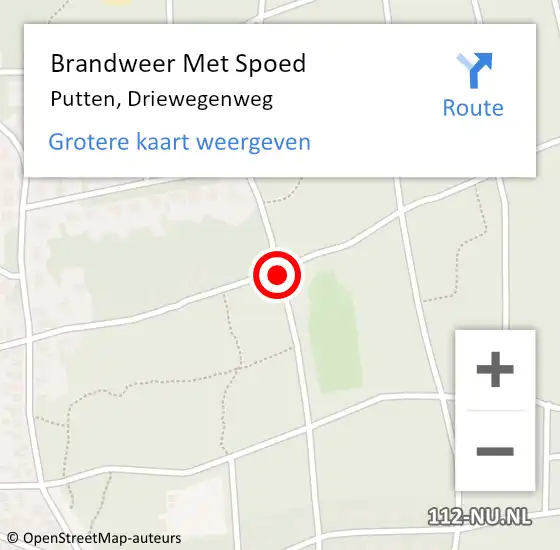 Locatie op kaart van de 112 melding: Brandweer Met Spoed Naar Putten, Driewegenweg op 4 december 2017 08:39