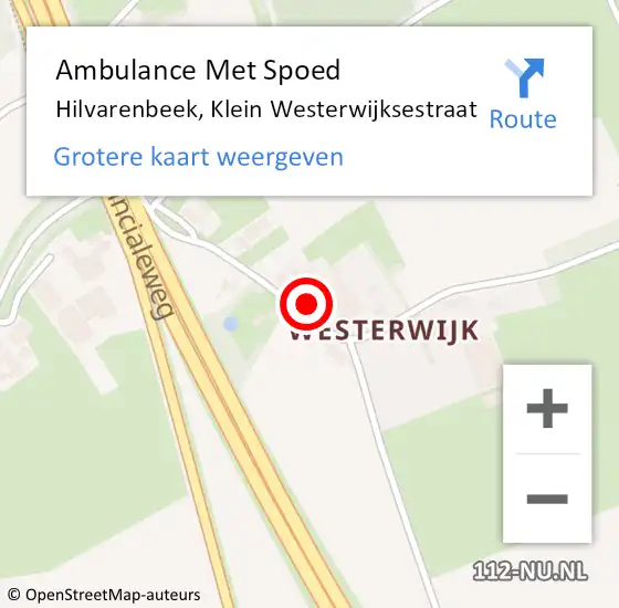 Locatie op kaart van de 112 melding: Ambulance Met Spoed Naar Hilvarenbeek, Klein Westerwijksestraat op 4 december 2017 08:39