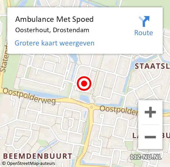 Locatie op kaart van de 112 melding: Ambulance Met Spoed Naar Oosterhout, Drostendam op 4 december 2017 09:07