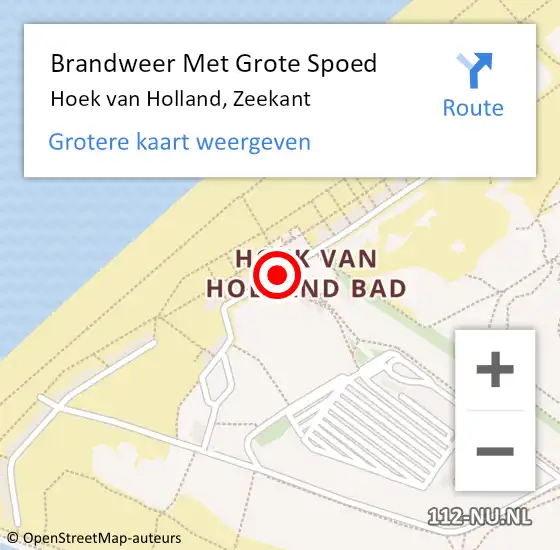 Locatie op kaart van de 112 melding: Brandweer Met Grote Spoed Naar Hoek van Holland, Zeekant op 4 december 2017 09:58