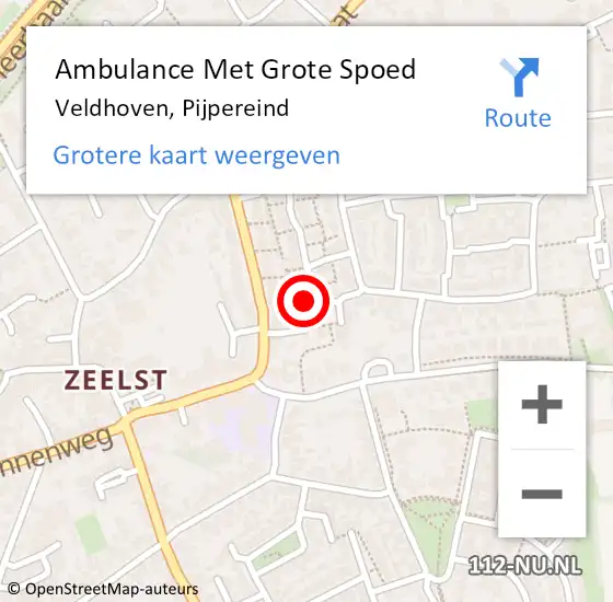 Locatie op kaart van de 112 melding: Ambulance Met Grote Spoed Naar Veldhoven, Pijpereind op 4 december 2017 10:58