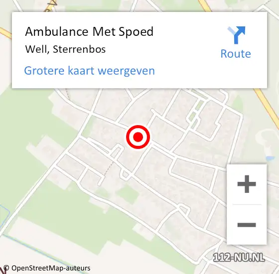 Locatie op kaart van de 112 melding: Ambulance Met Spoed Naar Well, Sterrenbos op 4 december 2017 11:03