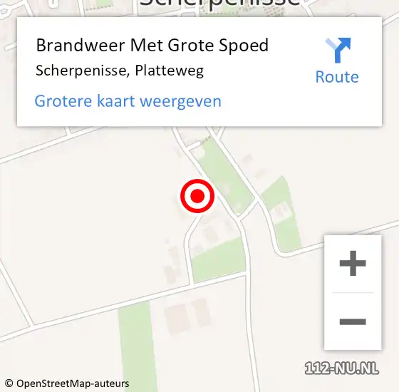 Locatie op kaart van de 112 melding: Brandweer Met Grote Spoed Naar Scherpenisse, Platteweg op 4 december 2017 11:42