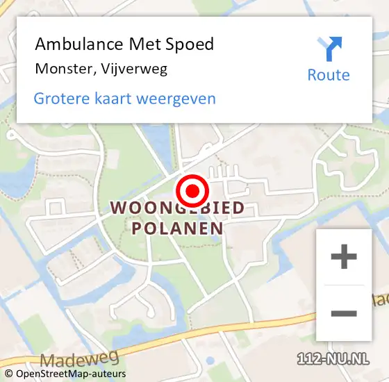 Locatie op kaart van de 112 melding: Ambulance Met Spoed Naar Monster, Vijverweg op 4 december 2017 12:19