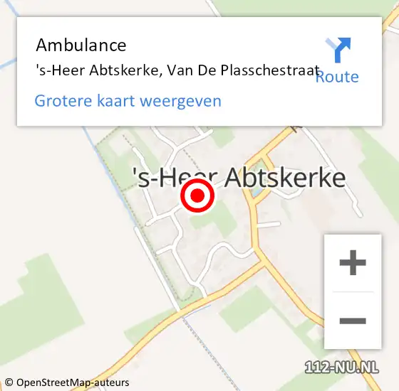 Locatie op kaart van de 112 melding: Ambulance 's-Heer Abtskerke, Van De Plasschestraat op 4 december 2017 12:25