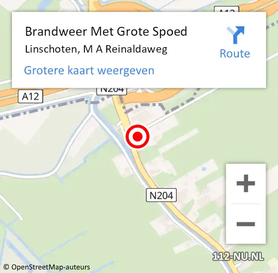 Locatie op kaart van de 112 melding: Brandweer Met Grote Spoed Naar Linschoten, M A Reinaldaweg op 4 december 2017 12:29