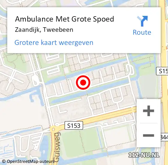 Locatie op kaart van de 112 melding: Ambulance Met Grote Spoed Naar Zaandijk, Tweebeen op 4 december 2017 12:38