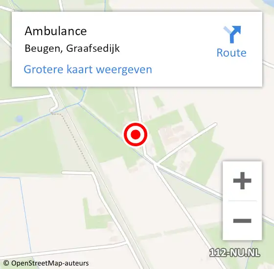 Locatie op kaart van de 112 melding: Ambulance Beugen, Graafsedijk op 4 december 2017 13:11