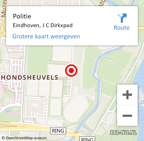 Locatie op kaart van de 112 melding: Politie Eindhoven, J C Dirkxpad op 4 december 2017 13:51