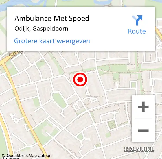 Locatie op kaart van de 112 melding: Ambulance Met Spoed Naar Odijk, Gaspeldoorn op 8 februari 2014 17:24