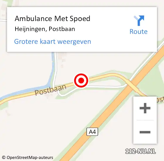 Locatie op kaart van de 112 melding: Ambulance Met Spoed Naar Heijningen, Postbaan op 4 december 2017 14:01