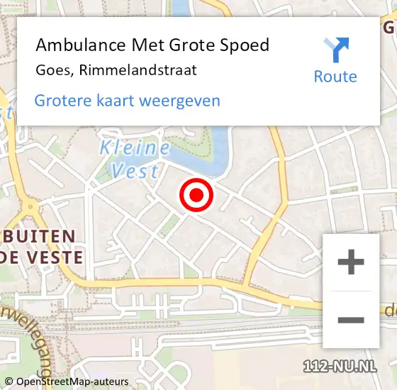 Locatie op kaart van de 112 melding: Ambulance Met Grote Spoed Naar Goes, Rimmelandstraat op 4 december 2017 14:08