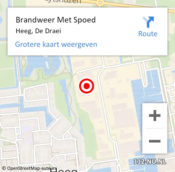 Locatie op kaart van de 112 melding: Brandweer Met Spoed Naar Heeg, De Draei op 4 december 2017 15:08