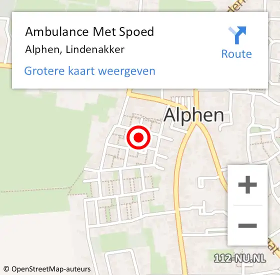 Locatie op kaart van de 112 melding: Ambulance Met Spoed Naar Alphen, Lindenakker op 4 december 2017 15:09