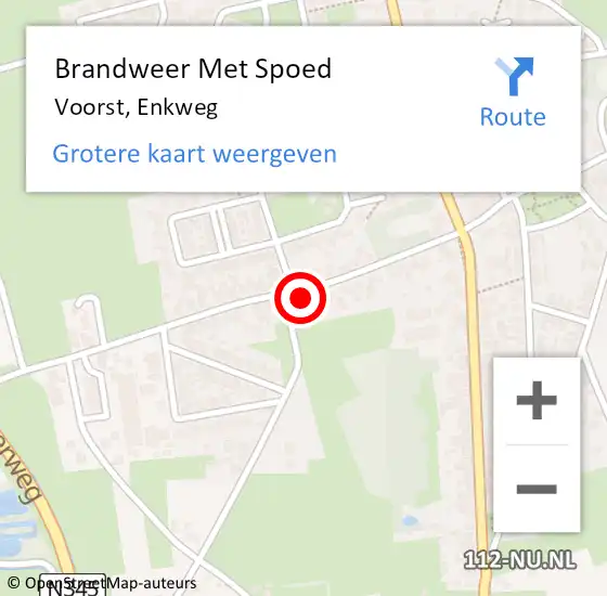 Locatie op kaart van de 112 melding: Brandweer Met Spoed Naar Voorst, Enkweg op 4 december 2017 15:10