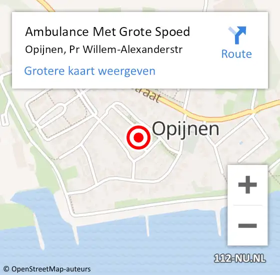 Locatie op kaart van de 112 melding: Ambulance Met Grote Spoed Naar Opijnen, Pr Willem-Alexanderstr op 4 december 2017 15:36