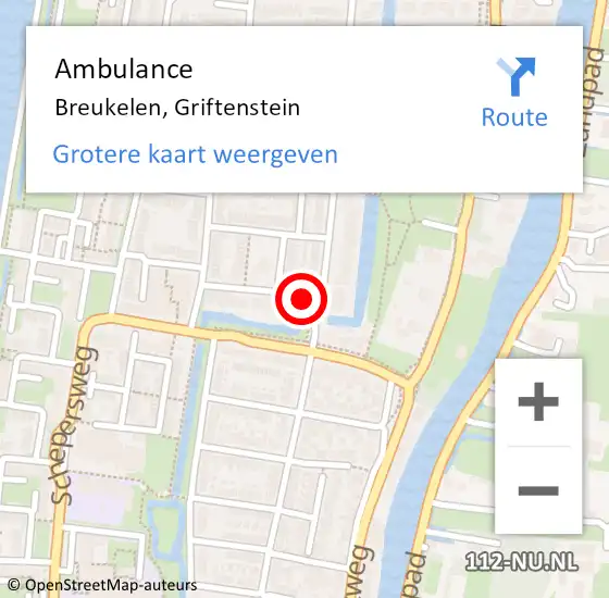 Locatie op kaart van de 112 melding: Ambulance Breukelen, Griftenstein op 4 december 2017 15:38