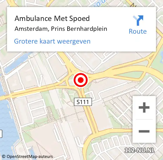 Locatie op kaart van de 112 melding: Ambulance Met Spoed Naar Amsterdam, Prins Bernhardplein op 4 december 2017 16:00
