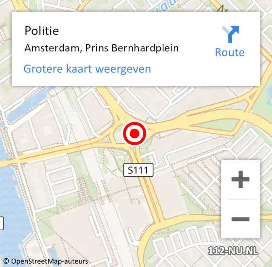 Locatie op kaart van de 112 melding: Politie Amsterdam, Prins Bernhardplein op 4 december 2017 16:05