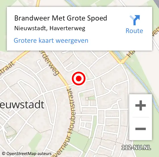 Locatie op kaart van de 112 melding: Brandweer Met Grote Spoed Naar Nieuwstadt, Haverterweg op 4 december 2017 16:12