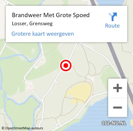 Locatie op kaart van de 112 melding: Brandweer Met Grote Spoed Naar Losser, Grensweg op 4 december 2017 16:28