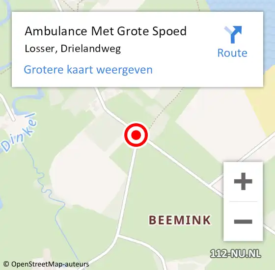 Locatie op kaart van de 112 melding: Ambulance Met Grote Spoed Naar Losser, Drielandweg op 4 december 2017 16:32