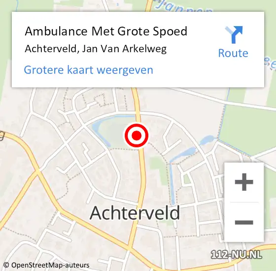 Locatie op kaart van de 112 melding: Ambulance Met Grote Spoed Naar Achterveld, Jan Van Arkelweg op 4 december 2017 16:42