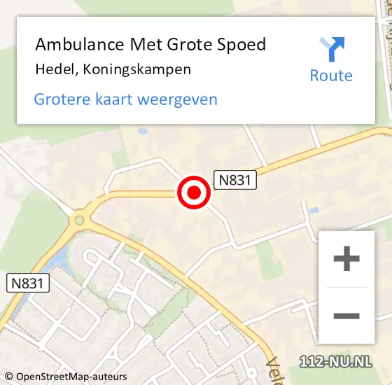 Locatie op kaart van de 112 melding: Ambulance Met Grote Spoed Naar Hedel, Koningskampen op 4 december 2017 17:02