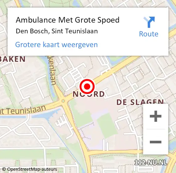 Locatie op kaart van de 112 melding: Ambulance Met Grote Spoed Naar 's-Hertogenbosch, Sint Teunislaan op 4 december 2017 17:03
