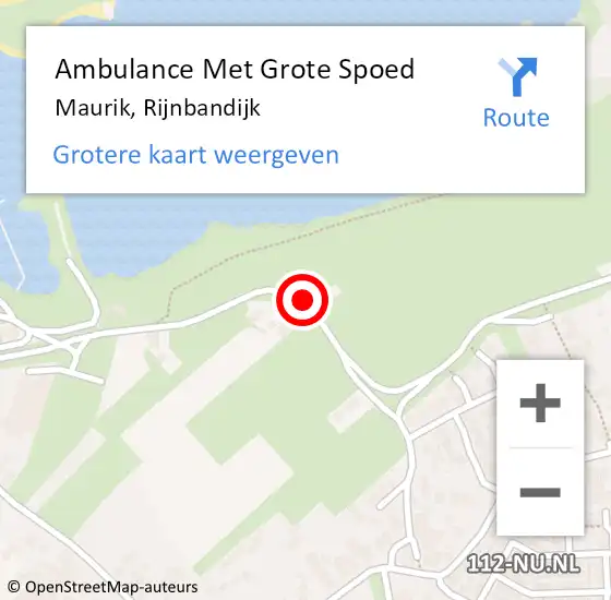 Locatie op kaart van de 112 melding: Ambulance Met Grote Spoed Naar Maurik, Rijnbandijk op 21 september 2013 20:54