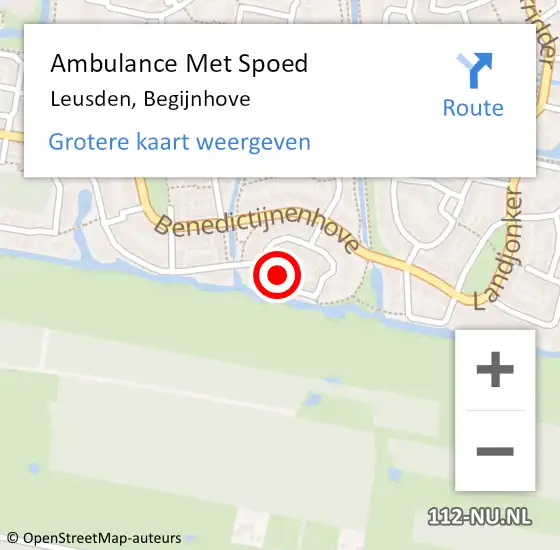 Locatie op kaart van de 112 melding: Ambulance Met Spoed Naar Leusden, Begijnhove op 4 december 2017 17:19