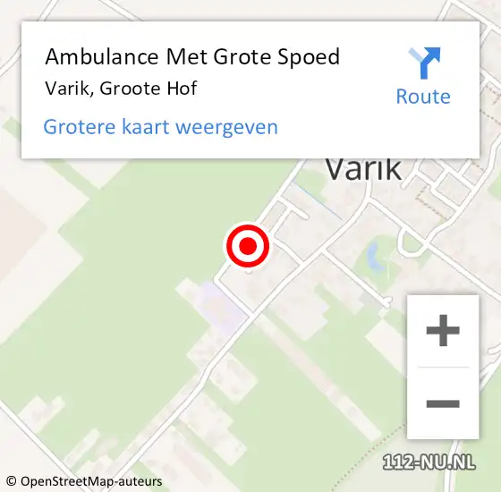 Locatie op kaart van de 112 melding: Ambulance Met Grote Spoed Naar Varik, Groote Hof op 4 december 2017 18:18